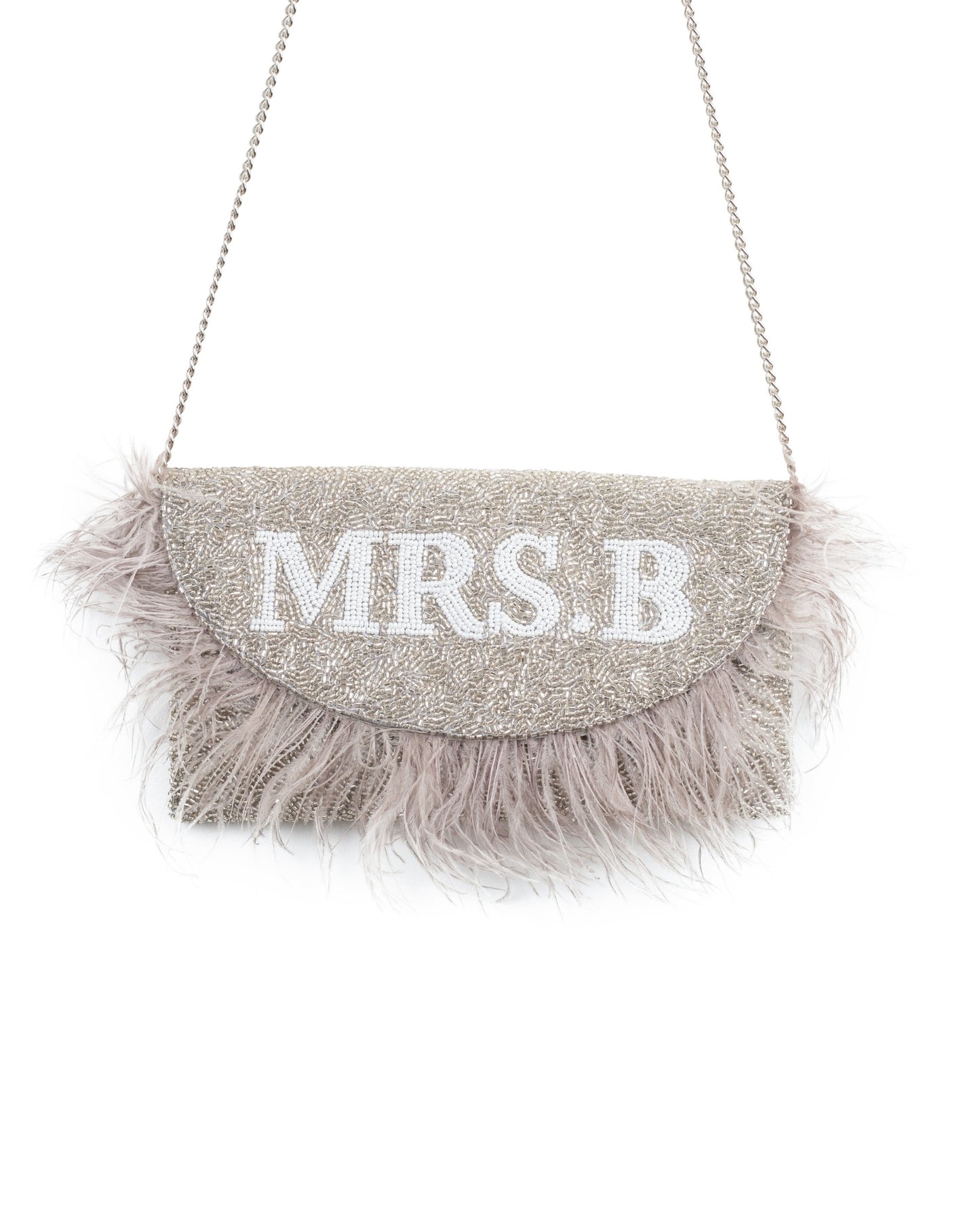 Feather Half Moon Clutch