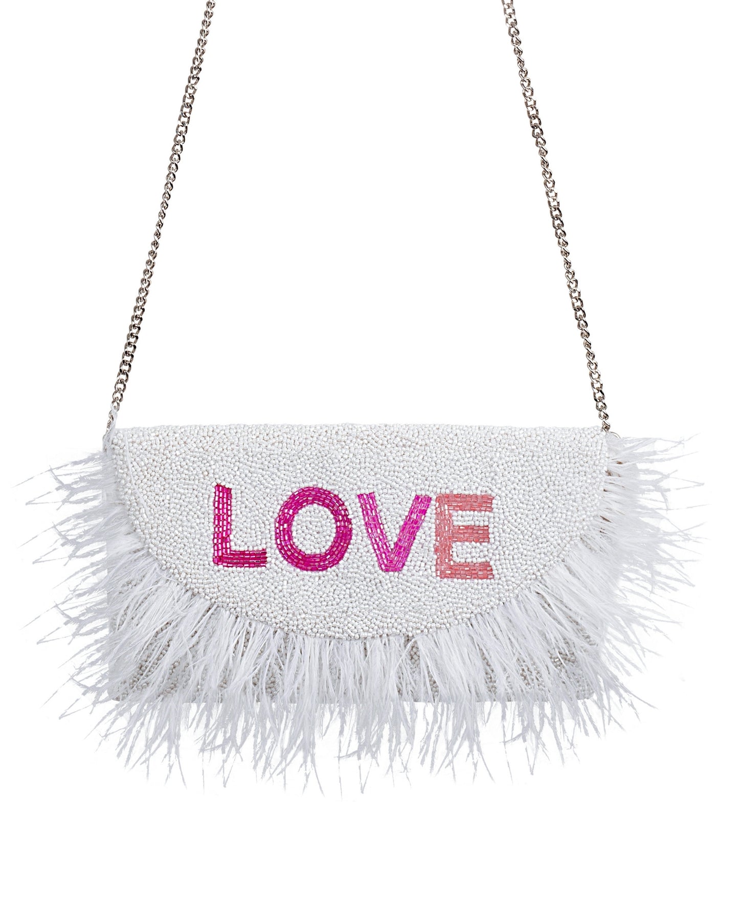 Feather Half Moon Clutch