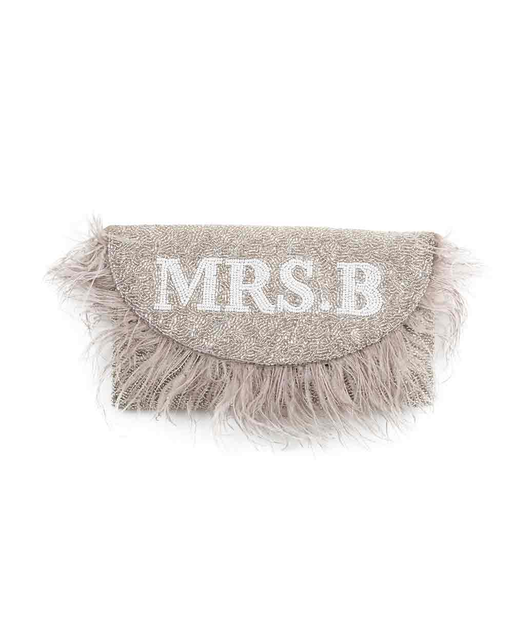 Feather Half Moon Clutch