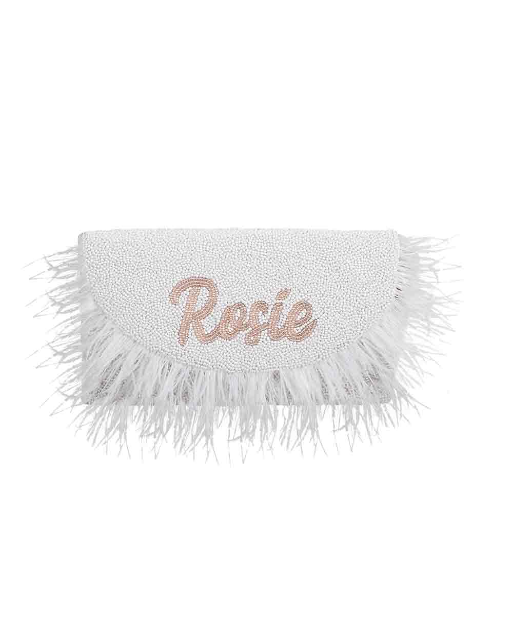 Feather Half Moon Clutch