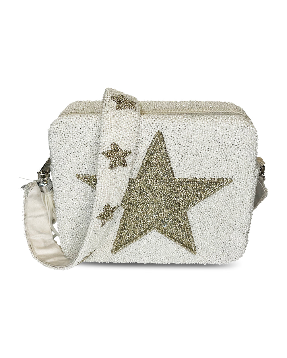 BOX BAG WHITE AND SILVER STAR