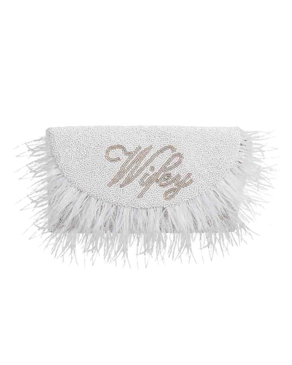 HALF MOON FEATHER CLUTCH