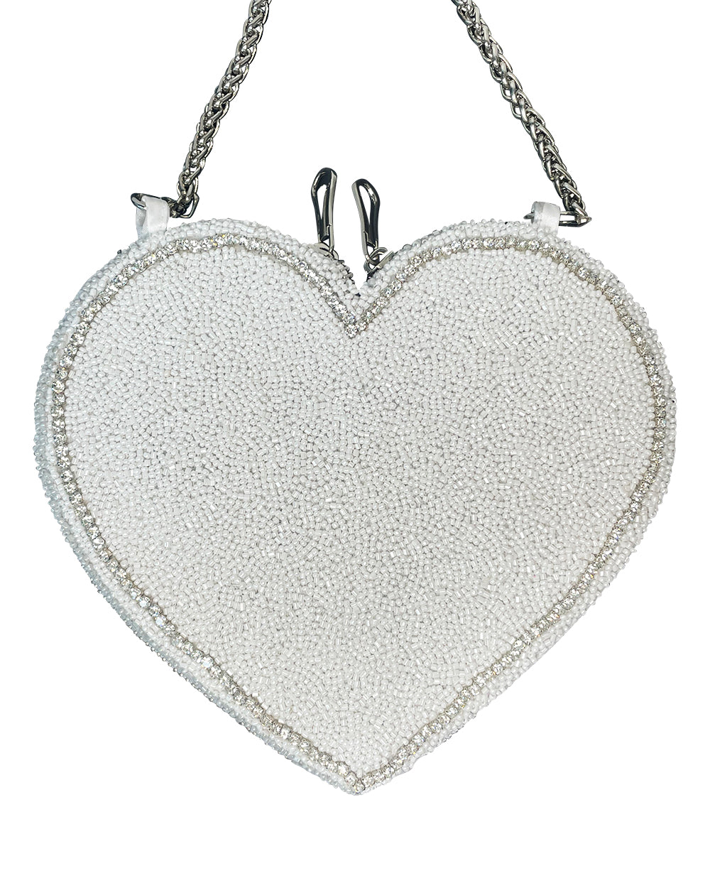 HEART BRIDAL BAG WHITE AND DIAMONTE