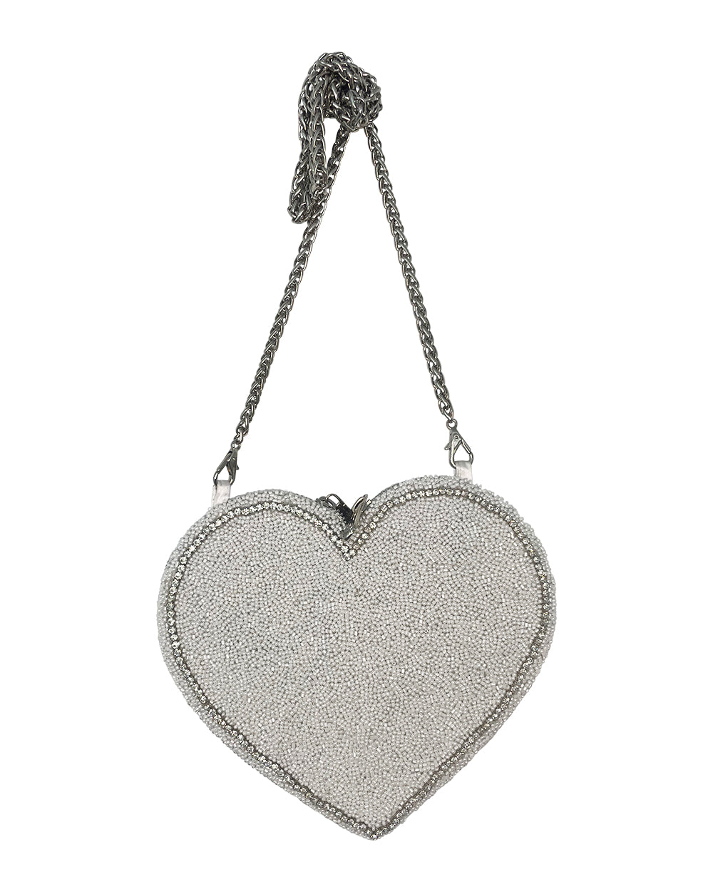 HEART BRIDAL BAG WHITE AND DIAMONTE