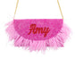 Feather Half Moon Clutch