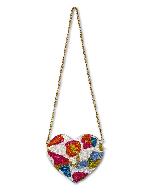 HEART COIN PURSE FLORAL LEOPARD - GIRLS